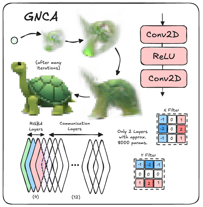 Growing Neural Cellular Automata